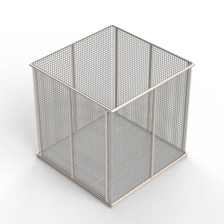 Anysizebasket Rectangular Wire Mesh Basket: 12Lx12Wx9H, 304 SS, 1/4 Rod Frame, No Handles, Mesh: 2 x .063 TMT-120120090-N02S